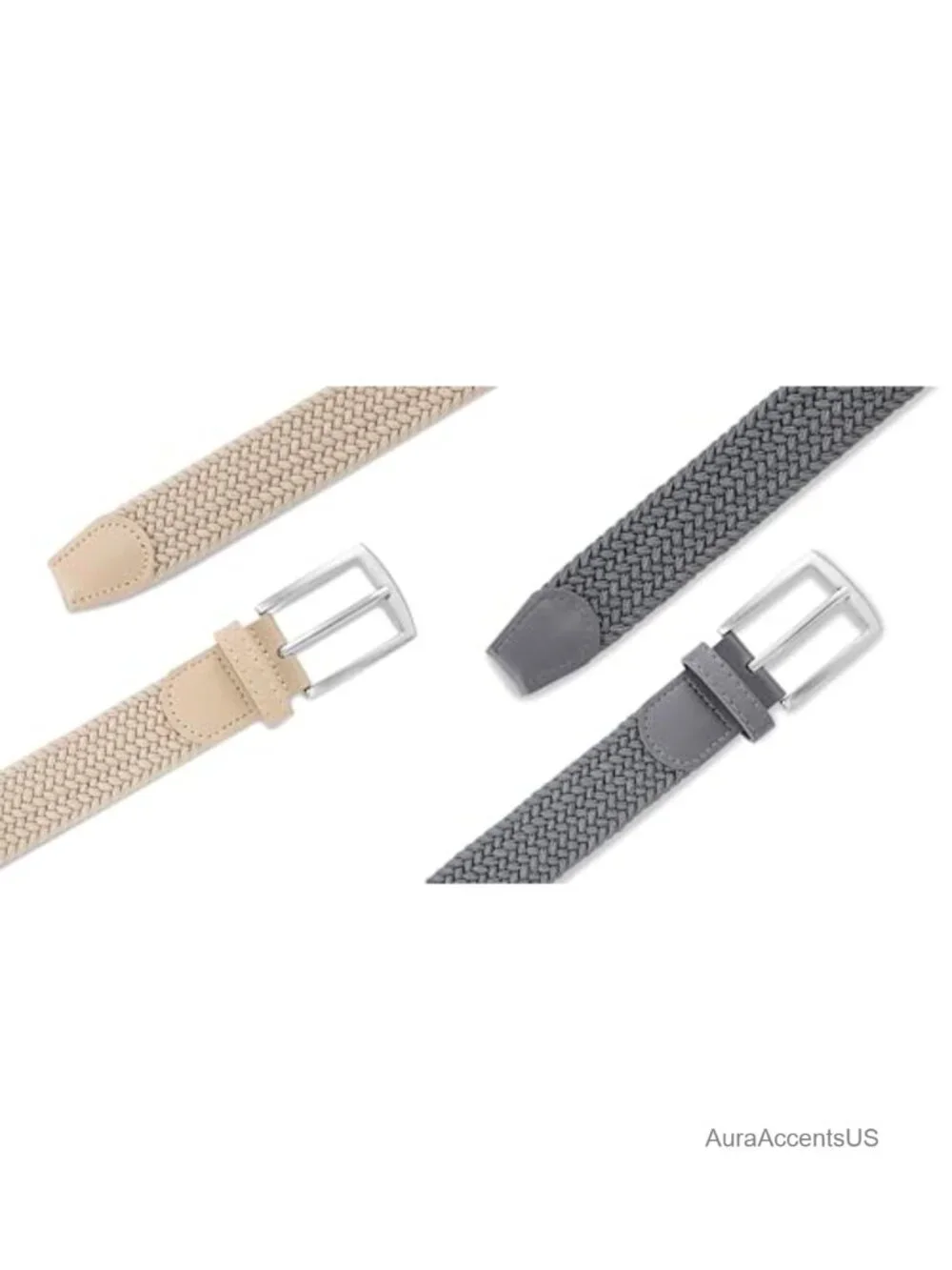 Stretch Belt 2 Pack Braided Canvas Woven Elastic Golf Outdoor